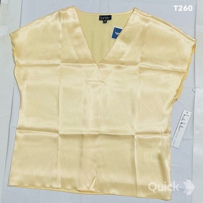 M - NWT Nicole Miller V Neck Satin Slip Top in Yellow