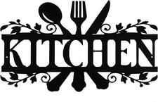 Black Kitchen Metal Sign, Farmhouse Kitchen Pictures Wall Decor Rustic