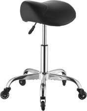 Saddle Stool with Wheels, 500 lbs Weight Capacity, Height Adjustable, Quiet