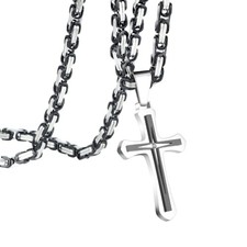 Cross Pendant for Car Rear View Mirror Decor Hanging Stainless Steel Auto Black