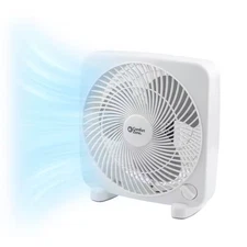 9 In. White Box Fan with 2-Speed Front Control