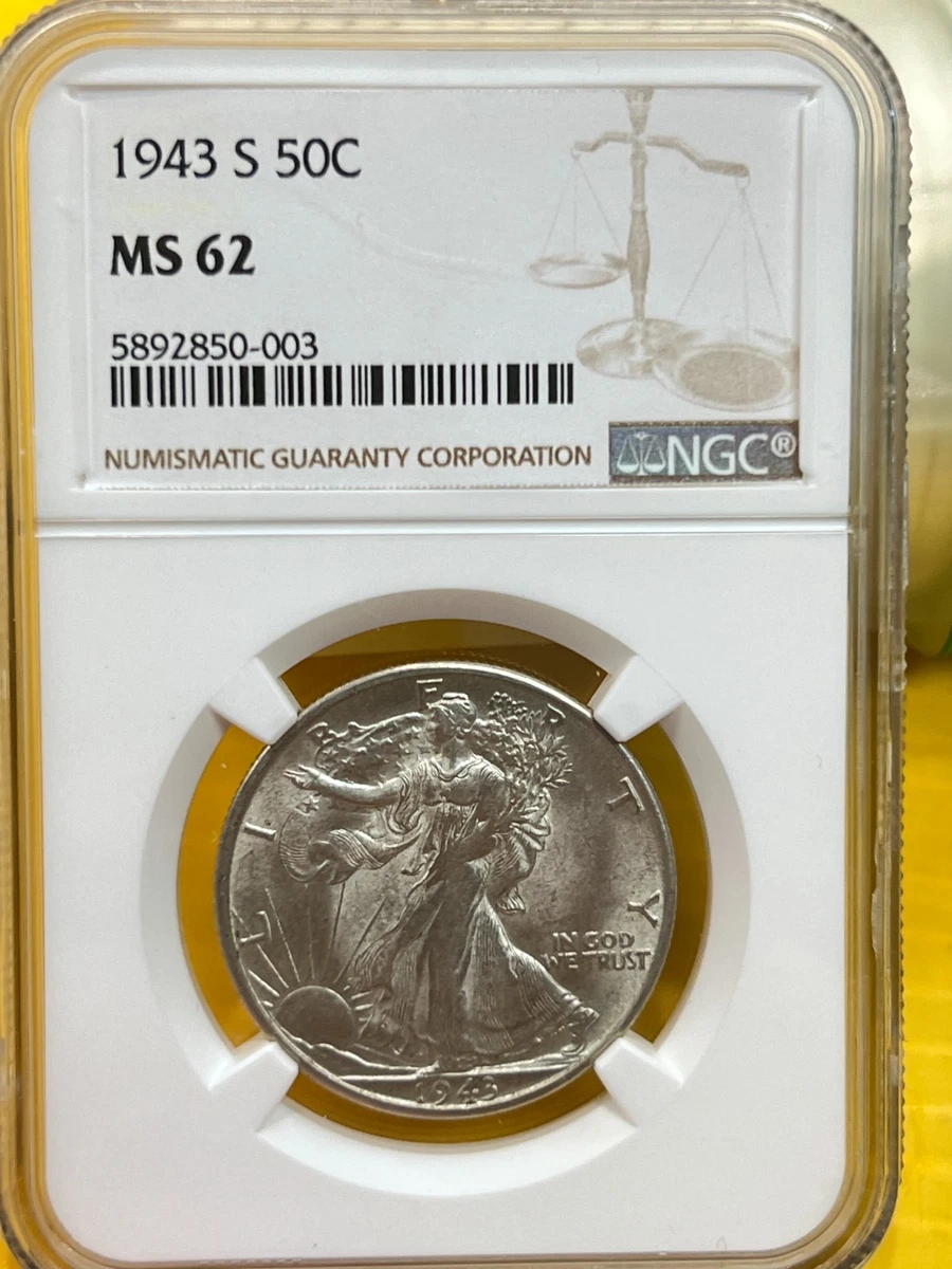 MS 62 Graded 1943 Year Liberty Walking Half Dollars (1916-1947