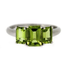 925 Sterling Silver Three-Stone Choose London Blue Topaz, Peridot Gemstone Ring
