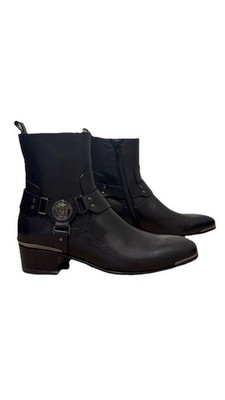 Versace Medusa Harness Leather Ankle Boots Black Men s DSU5276 Size 40 Italy