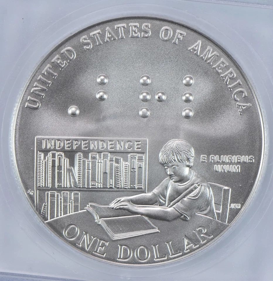2009-P Louis Braille Commemorative Silver Dollar MS70 ICG *7285 - Image 4 of 4