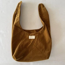 Merit Beauty The Signature Bag Brown Knot Corduroy Makeup Toiletry Pouch Travel