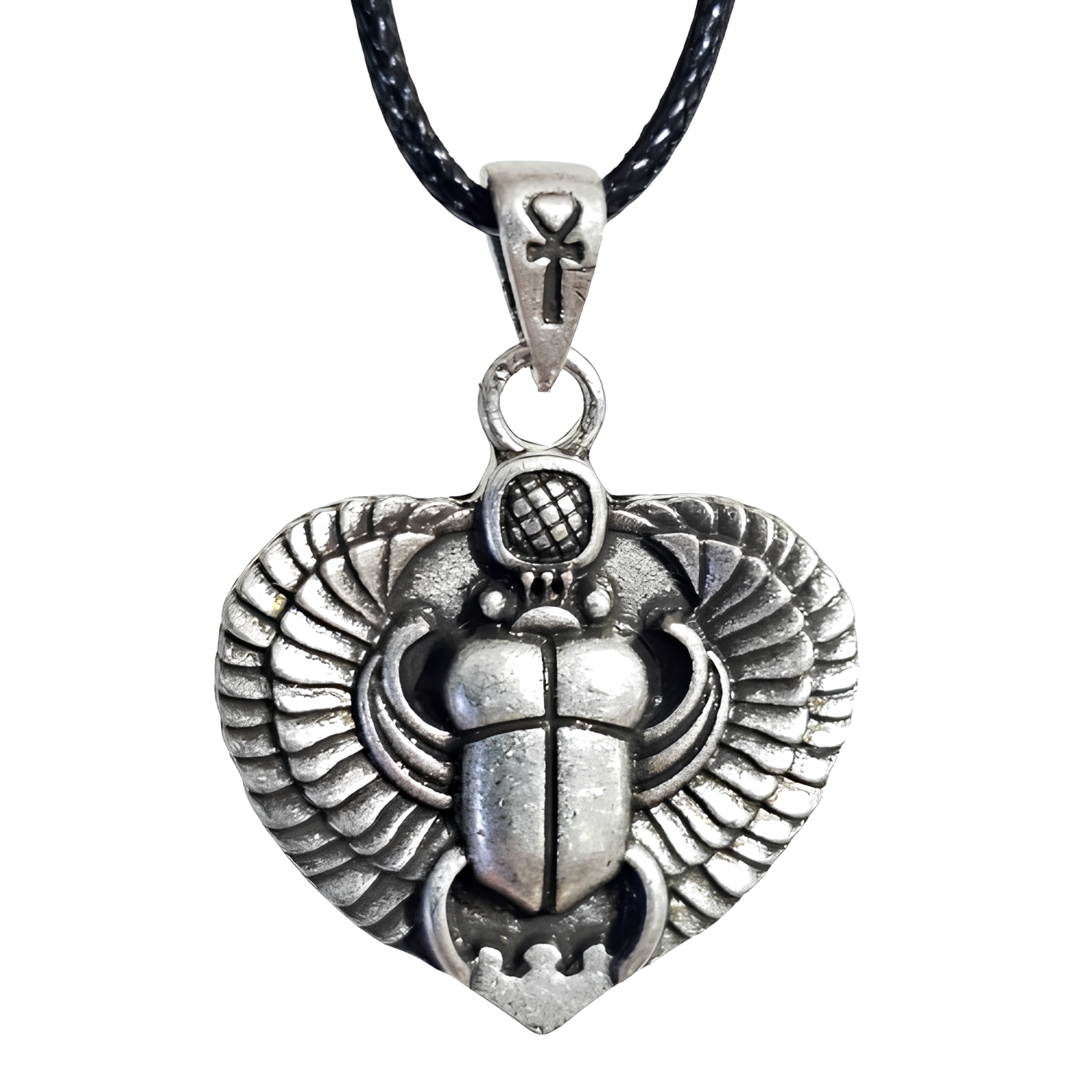 Scarab Beetle Pendant Necklace Egyptian Winged Kheper Ankh Long Life Jewellery