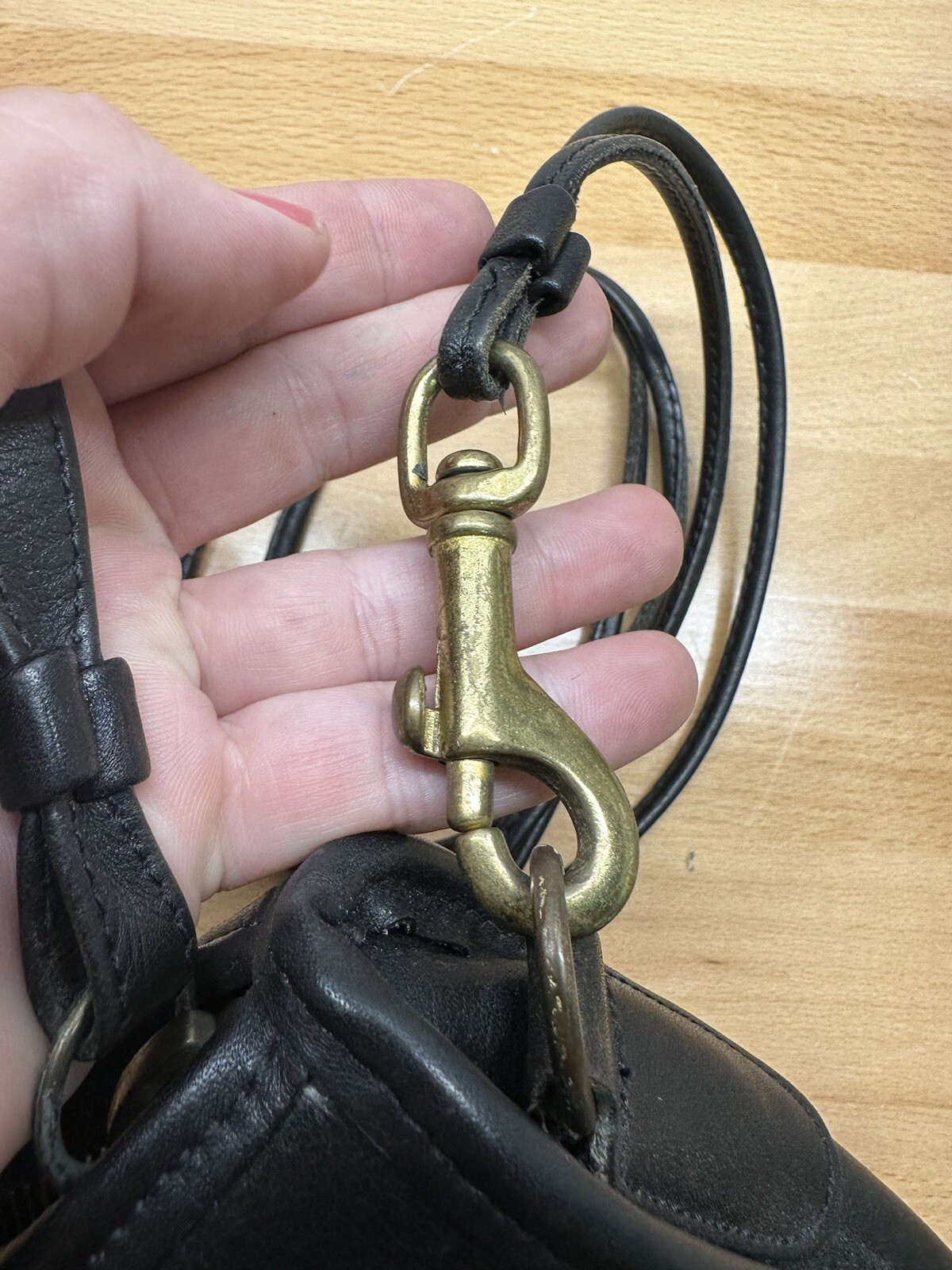 Vintage COACH Basic Black Leather Double Strap Sh… - image 10