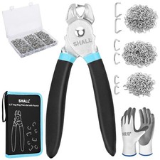 SHALL Hog Ring Pliers Kit with 600pcs (3/8’’, 1/2’’, 3/4’’) for Upholstery