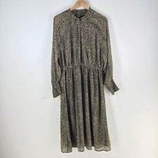 Forcast dress womens 12 fit flare midi beige snakeskin print long sleeve 106913