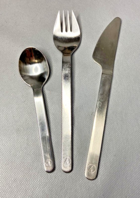 Vintage German Lufthansa Airlines Knife Spoon Fork Set Cutlery by Wolf Karnagel