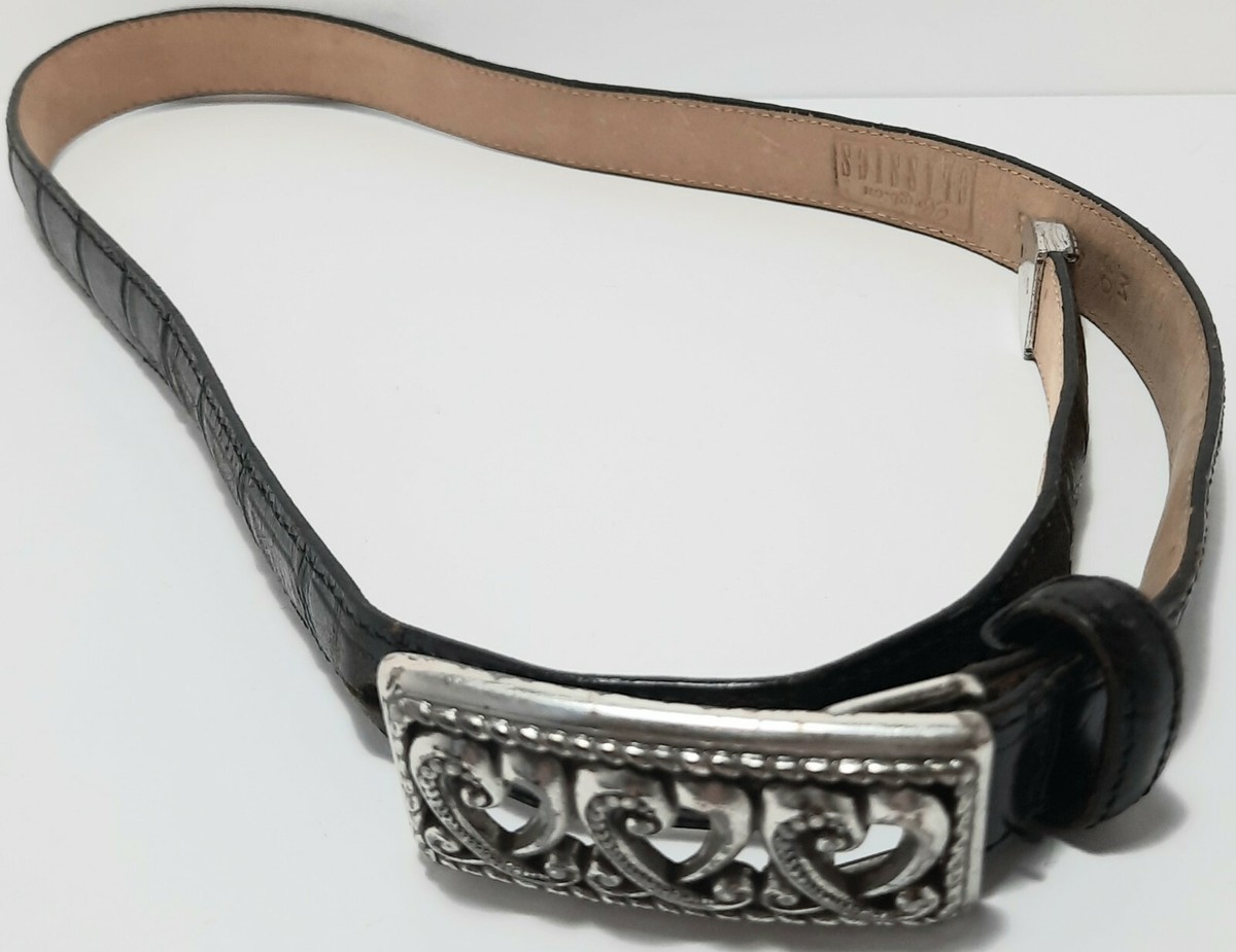 Brighton ClassicsLeather Belt M 30 Heart Buckle Alligator  display picture 2