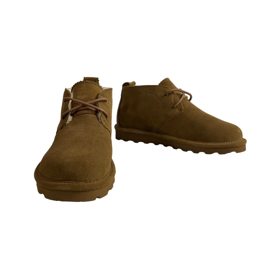 Bearpaw 女式棕色皮革羊毛衬里冬季短靴 9 码 - 全新无标签 — 第 2/4 张图片