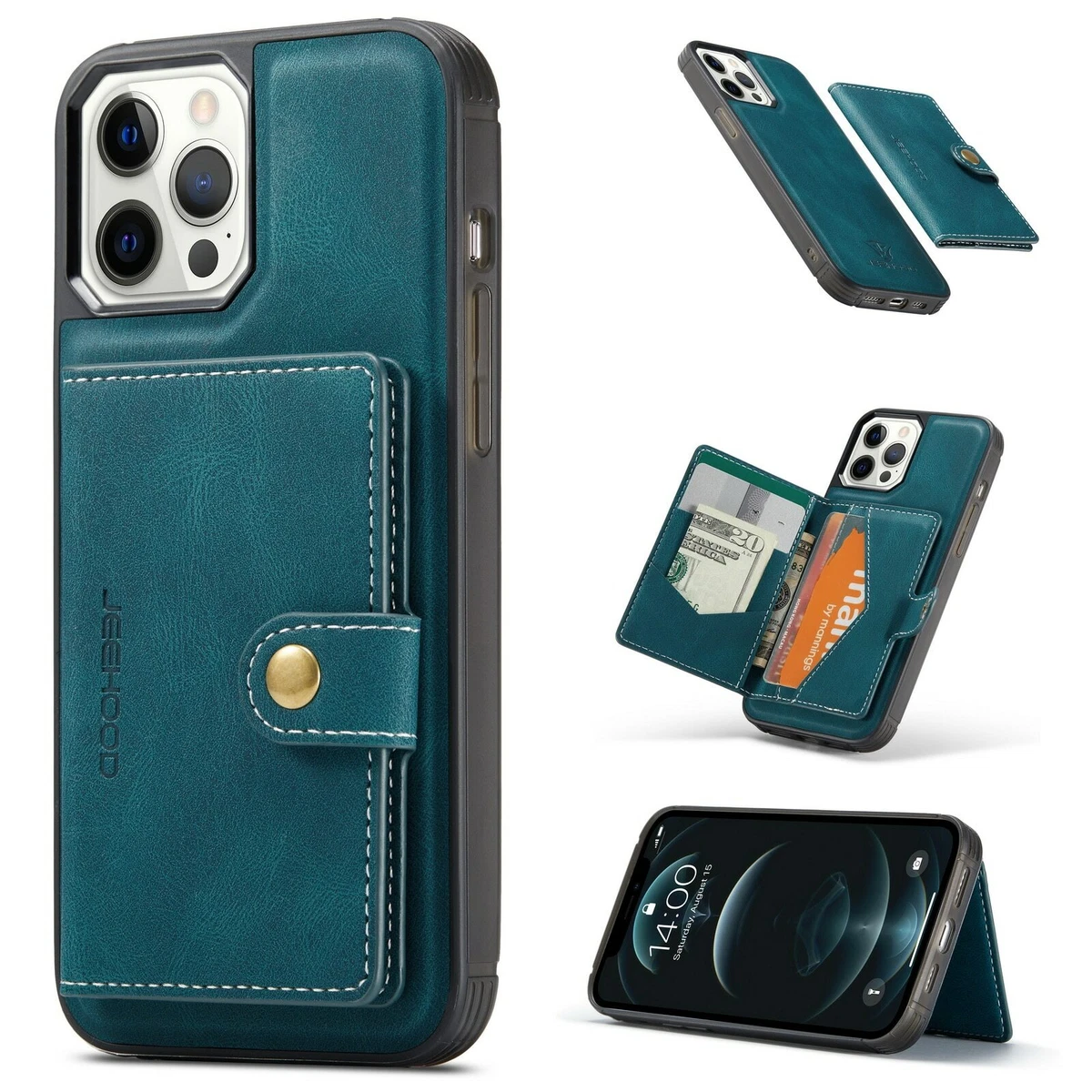 Detachable Magnetic Wallet Card Holder Phone Case For iPhone 14 13 12 11 X 7 8