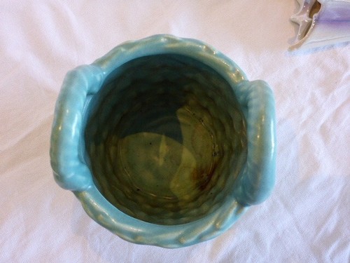 WEMBLEY WARE AUSTRALIA NUT BASKET / VASE GREEN WOVEN TEXTURE - Picture 6 of 11