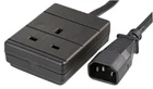 Power Extension Cable IEC C14 Male Plug to UK Mains Female Socket 10A Black 0.5m