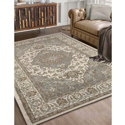 Glendale Traditional Medallion Floral Stain Resistant Indoor Area Rug or Runner