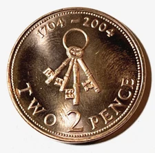 2004 Gibraltar Coin 2 pence Commemorative Issue Keys of Gibraltar