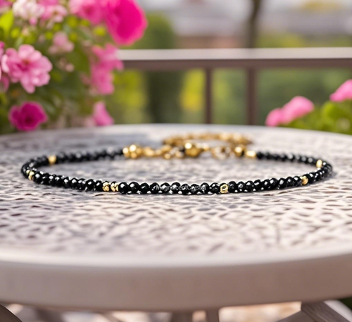 Vintage Natural Black Spinel Bracelet Stone Bead Crystal Jewelry Birthday Gift - Picture 3 of 9