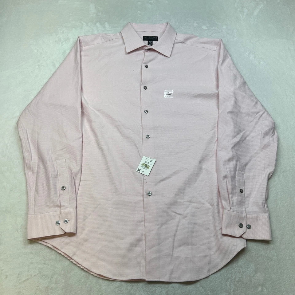 Alfani Slim Fit Dress Shirt Mens Large 16-16.5 34/35 Pink White NEW - Image 2 of 4