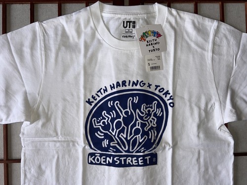 Uniqlo Keith Haring X Tokyo Koen Street UT White w Blue Graphic T Shirt Size S - Picture 3 of 6