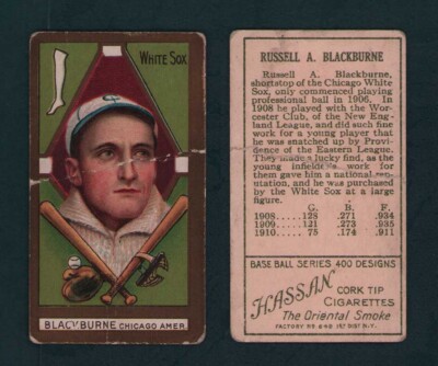 1911 T205 Gold Border LENA BLACKBURNE Chicago White Sox Hassan Cork Tip Tobacco