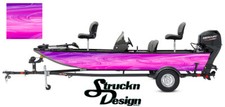 Pink Purple Breezy Swirl Dye Fish Bass Boat Black Decal Wrap USA Vinyl