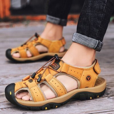 Summer Men Sandals Beach Shoes Outdoor Breathable Plus Size Casual Leather Shoes