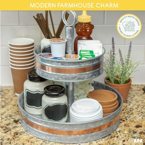 Chic 2-Tier Galvanized Tray with Copper Finish - Elevate Your Entertaining Style - Picture 6 of 8