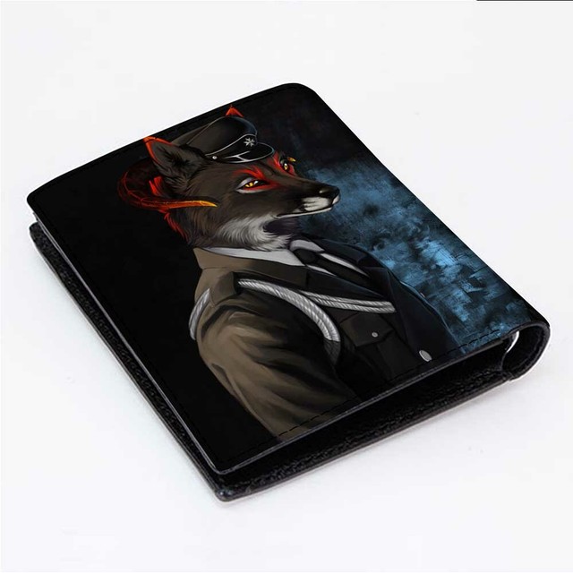 FURRY FANDOM WOLF Men's Wallet Black Leather Custom Money & Card Holder