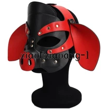 Slaver Roleplay Costumes Leather Pig Head Hood Mask Binding Pet Play Headgear