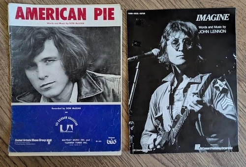 Sheet Music 2 rock classics: American Pie by Don McLean & Imagine by John Lennon