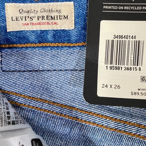 Levis Premium Wedgie Straight Jeans Womens 24 Blue Big E High Ankle Cropped NEW - Picture 9 of 11