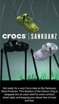 Crocs Classic Clog x Sankuanz White Lime Green Black US Size Crocs Classic Clog x Sankuanz White Lime Green Black US Size