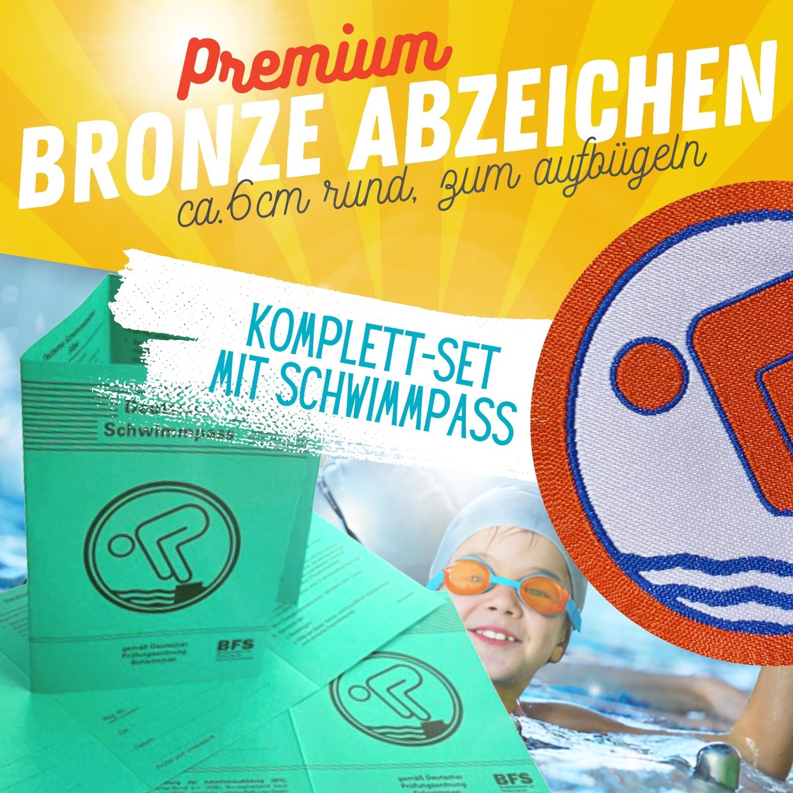 Bronze Abzeichen zum aufbügeln Schwimmabzeichen Bronze Schwimmen