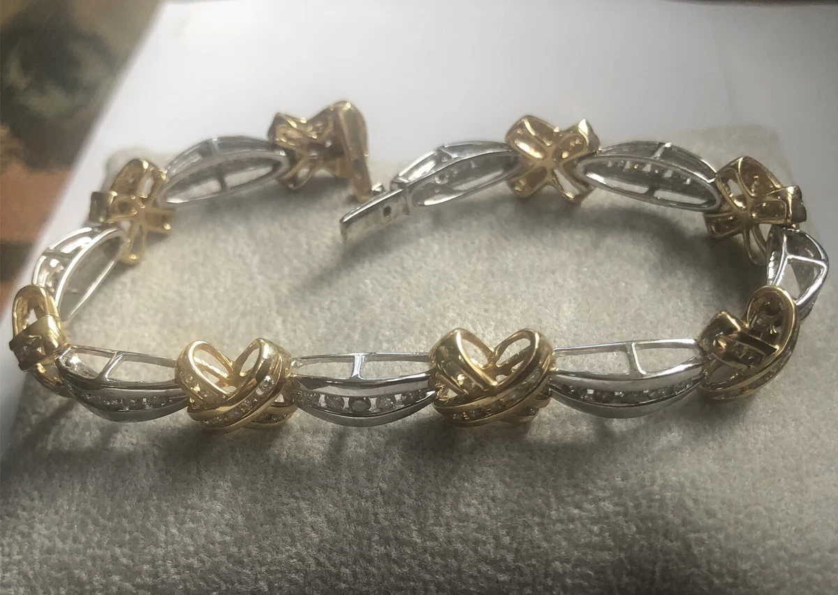 Two tone diamond tennis bracelet sale