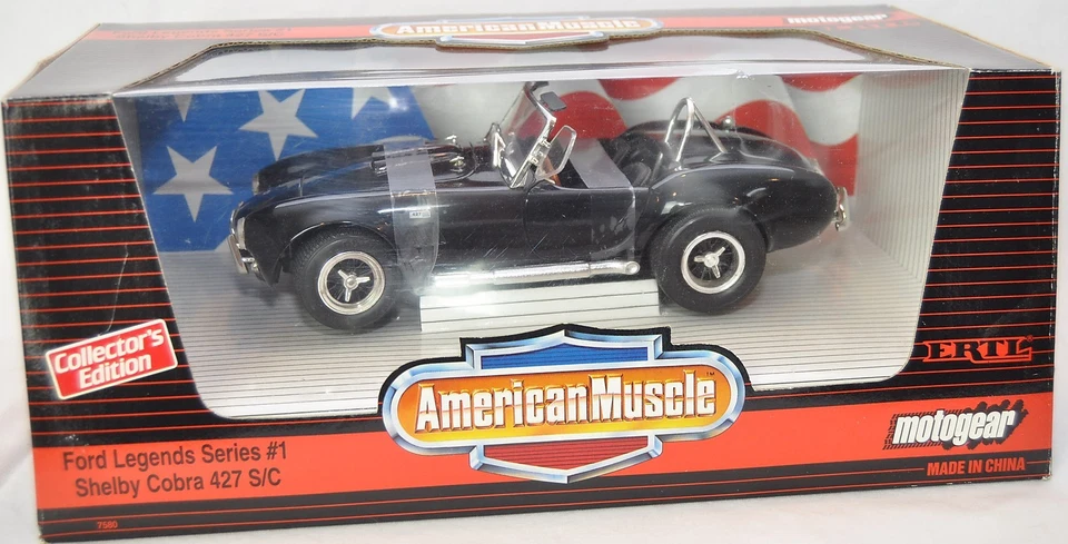 ERTL 1/18 MOTOGEAR 1966 Shelby Cobra 427 S/C NEGRO Ford Legends American Muscle Foto 2 de 3