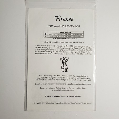 Raise the Roof Designs Firenze Spot Motif Sampler Counted Cross Stitch Pattern - Picture 3 of 3