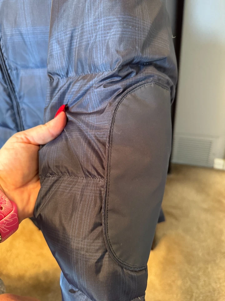 Chaqueta acolchada Elie Tahari Outwear azul a cuadros capucha extraíble para hombre mediana Foto 3 de 4