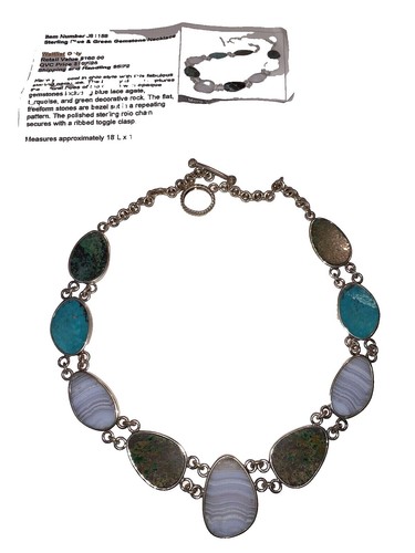 Whitney Kelly 925 WK Sterling Silver Blue Turquoise Link Chain