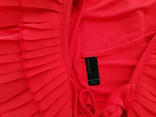 Vero moda T. M Rojo Blusa Viscosa Manga corta Volante - Imagen 4 de 5