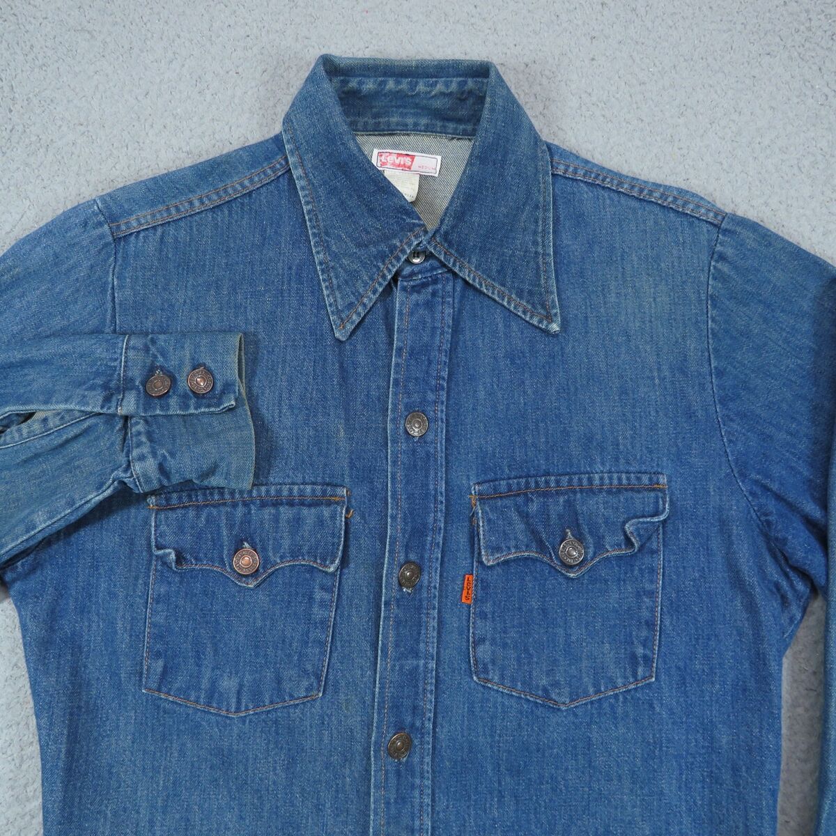 VTG Levis Shirt Men Medium Denim Orange Tab Made in USA VTG Levis Shirt Men Medium Denim Orange Tab Made in USA