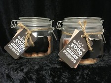 Pair of Small Glass Clip Top storage Jars with Chalkboard Label H 10 cm