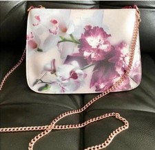Ted Baker Cailey Ethereal Posie Pink Floral Cross Body Bag With Rose Gold Chain