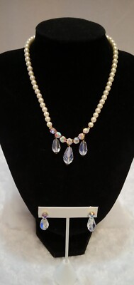 HEIDI DAUS ''Dazzling Debutante''(White) Necklace/Pierced Earrings Set (Orig.$99.)