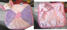 Baby Ganz Pink Purple Elephant Blanket Mini Blankie Security Lovey w/ Satin Side