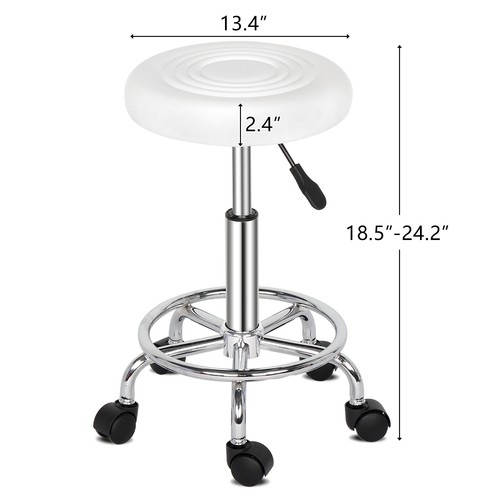 Hot Sale Round Stool with Lines Rotation Bar Stool White - - Picture 2 of 16