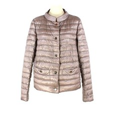Herno Donna Ultralight Goose Down Reversible Tan Pink Puffer Jacket 48 Quilted