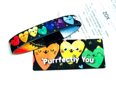 UR ℹ︎♡ ZOX **PURRFECTLY YOU** Silver Small Single Wristband w/Card PRIDE
