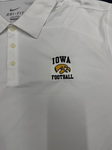 Nike Iowa Hawkeyes Football Men’s Golf Polo Shirt Dri Fit White 2XL or 3XL NEW! - Picture 6 of 16